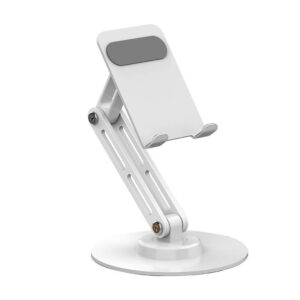 P74 Telphone Stand desk Metal Phone Stand – Compact, Stable, and Effortlessly Adjustable White color