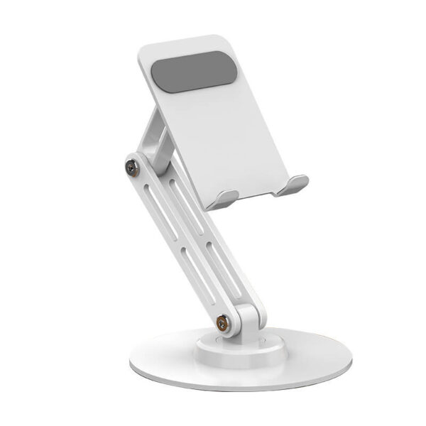 P74 Telphone Stand desk Metal Phone Stand – Compact, Stable, and Effortlessly Adjustable White color